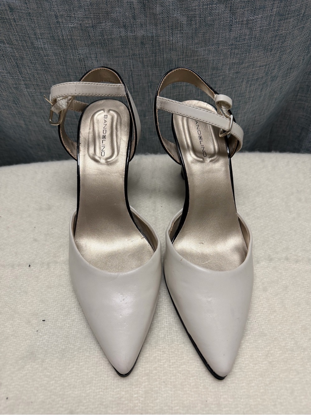 Bandolino White Pointed-Toe Ankle-Strap Pumps with Slim Heel